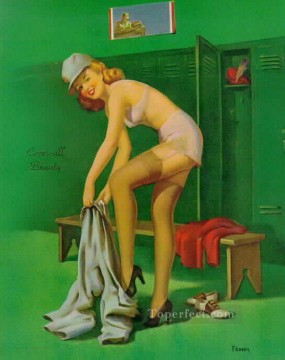 woman looking up Painting - pin up girl nude 059